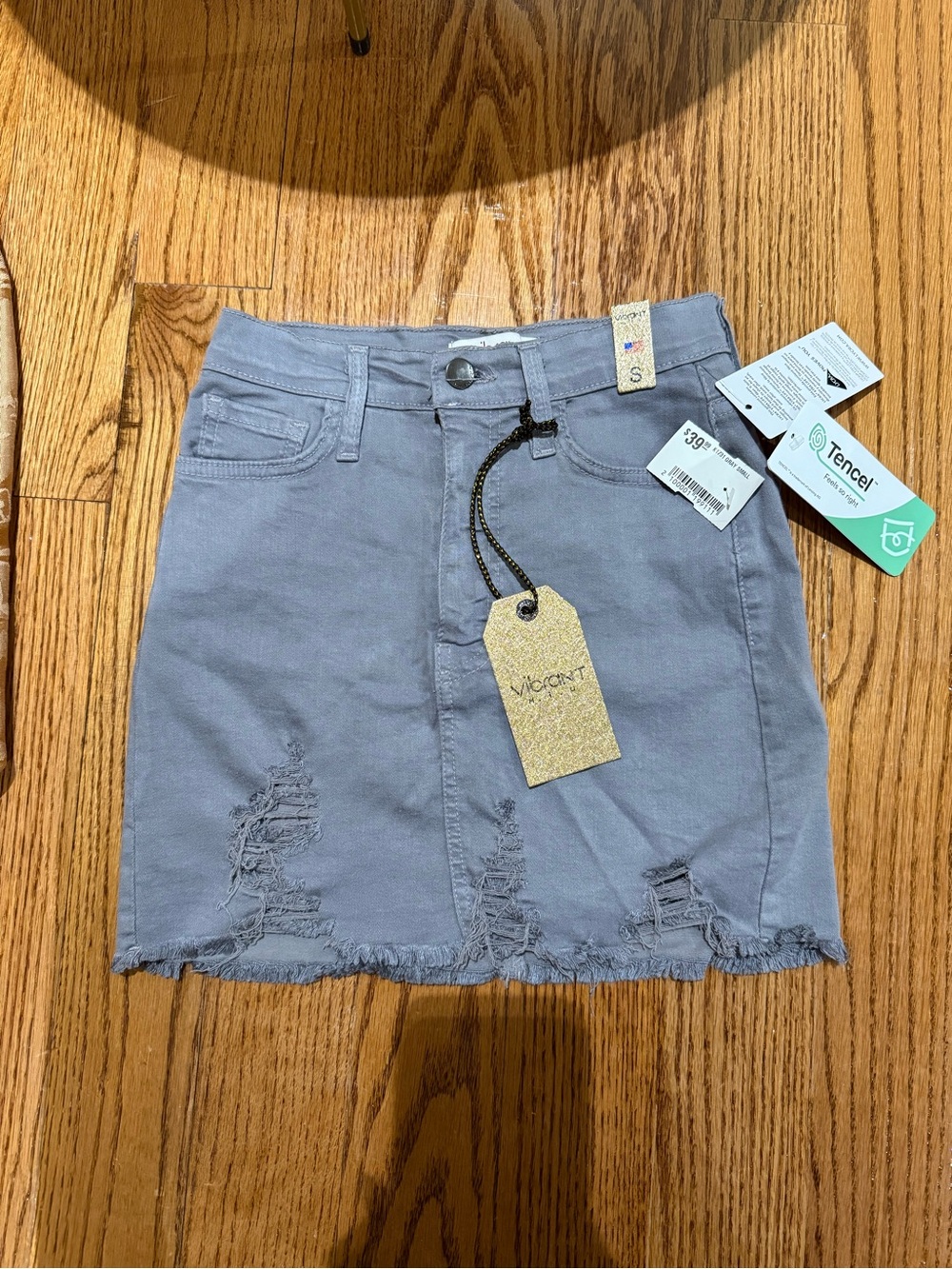 Vigoss Women's Distressed Mini Skirt in Dusty Lavender-Gray